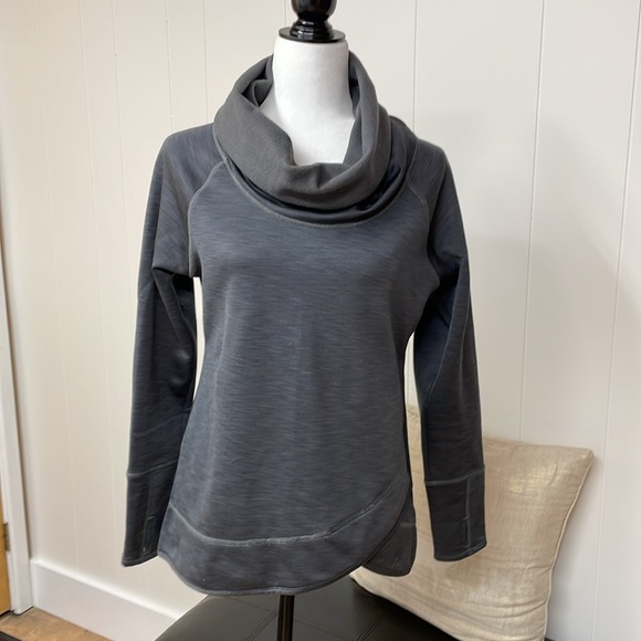 Ascend Tunic Pullover Hi-low Long Sleeve Thumb Hole Gray Fleece Mock - Picture 2 of 10